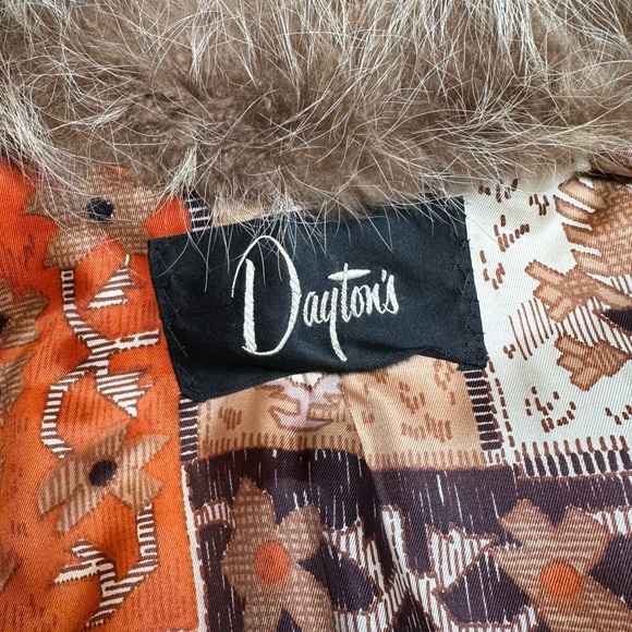Vintage Daytons Genuine Fur Raccoon Leather Trim Coat - Picture 11 of 15